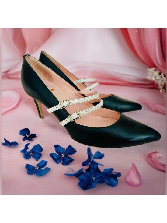 kate spade Shoes - Kate Spade Elpetha Heels Black Cream Double Strap Sparkle Heel